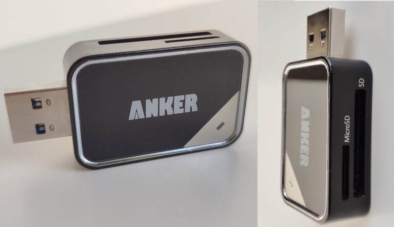 Anker USB 3.0 Card Reader — angled view of dual-slot design