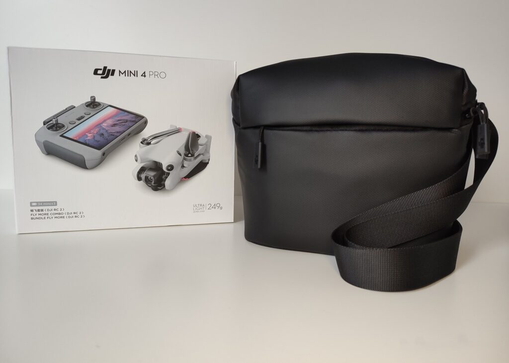 DJI Mini 4 Pro Fly More Combo packaging with included bag