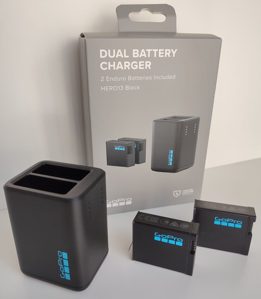 Angled view of the Dual Battery Charger for GoPro HERO13