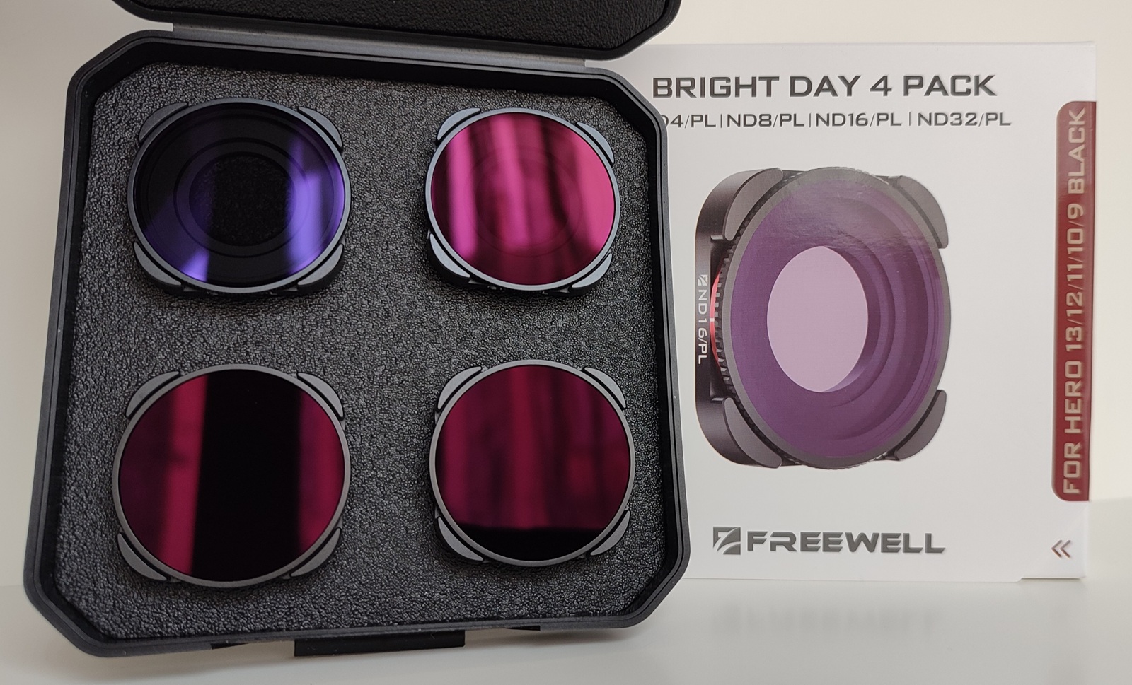 Freewell Brightday hybrid ND-PL filters 4-pack for GoPro for adjustable exposure and polarized light control